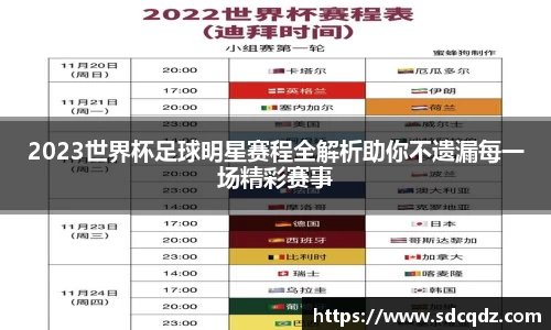 2023世界杯足球明星赛程全解析助你不遗漏每一场精彩赛事